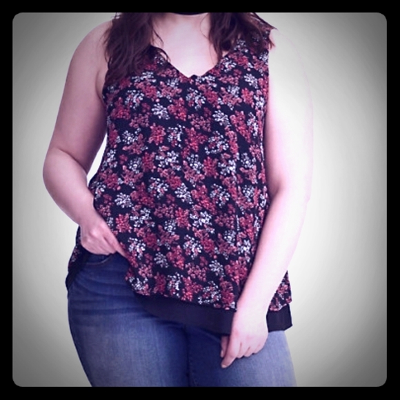 ⬇️Torrid Floral Print Chiffon Layered Tank Top - Picture 1 of 7